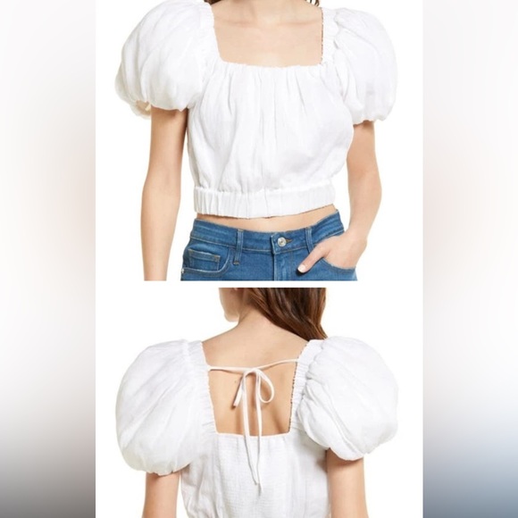 NEW FRAME Square Neckline Short Sleeve Crop Top - Picture 3 of 3